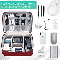 Seagull flight of fashion Nylon 2 Layer Gadget Organizer Case,Electronic Accessories Bag,Tech Organizer Pouch for Hard Disk,Pen Drive for Home&Travel-24 X 18 X 10 Cm-Wine Red-Model 1