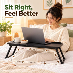 HOMERO Adjustable & Foldable Laptop Bed Table with Cup Holder -Brown