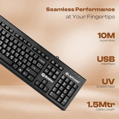 LAPCARE LMK-012 Multilingual USB Keyboard – Hindi English Typing, 104 Silent Keys, 10 Million Keystrokes, 1.5M Cable, Rupee Key, Membrane Switch – for Business & Office Use