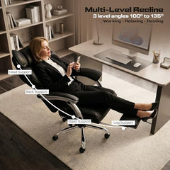 DROGO Emperium Office Chair for Work from Home 400LBS | Ergonomic Executive Boss Chair with PU Leather,High Back, Spacious Cushion Seat & Pumping Lumbar Support | Premium Metal Base & Footrest (White)