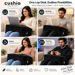 CUSHIO Lap Desk Pillow for Working on Laptop, Reading & Gaming (Grey)