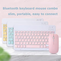 SHARE SUNSHINE Bluetooth Wireless Keyboard and Mouse Combo, Pink Ultra-Slim, Ergonomic, Rechargeable, Compatible with Apple iPad iPhone Samsung Tablet Android PC Mac