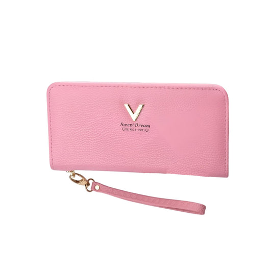 MOMISY Women's Girls PU Leather Party Wedding Clutch | Zipper | Ladies Purse Wallet Girls (Pink)