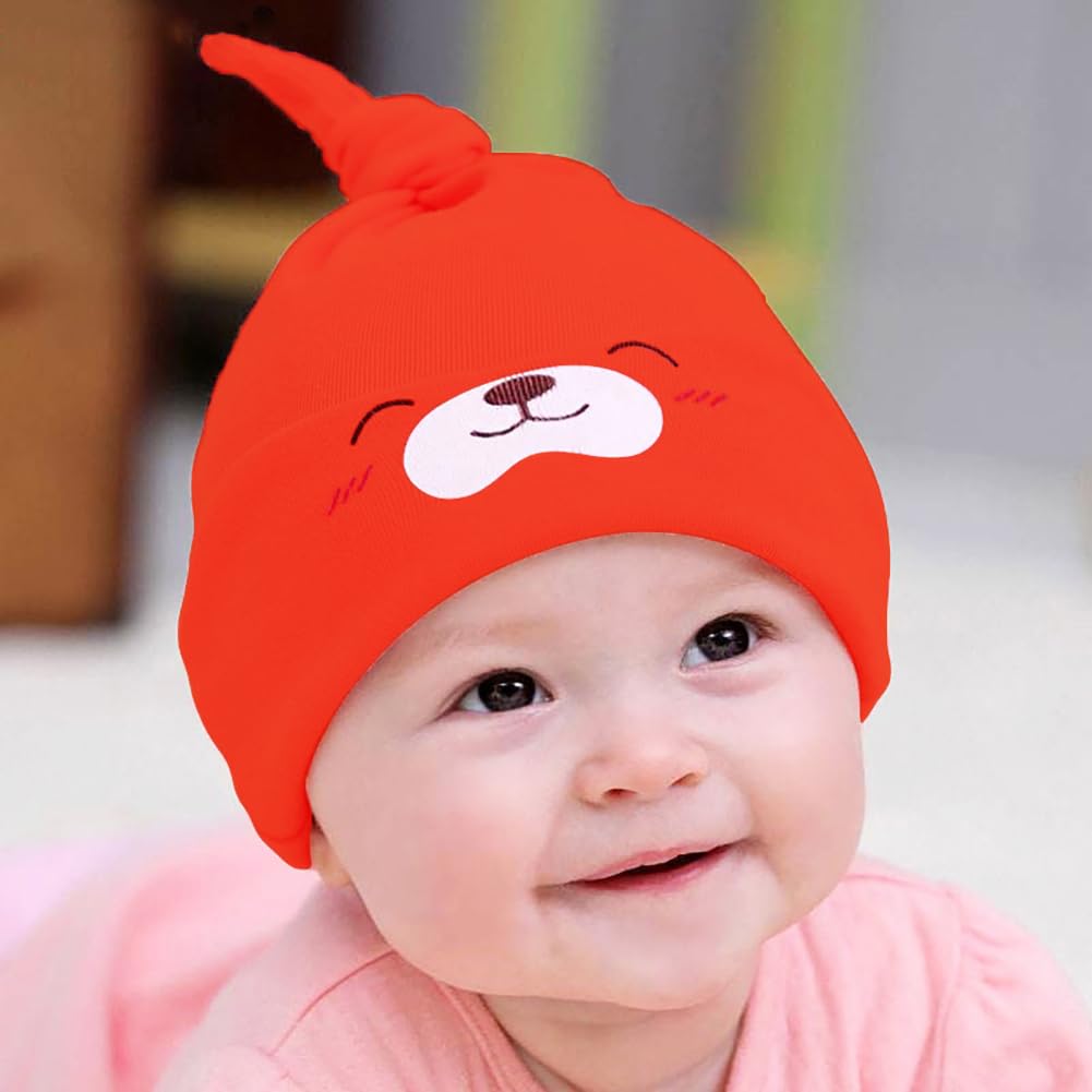 SYGA Baby Cap Cotton Small Cute Puppy Long Tailed Design Strechy Comfortable for Baby Sleep Cap 0-2 Years Red