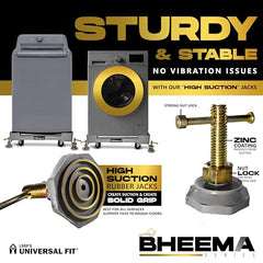 Bheema Series 100% Metal Body Dishwasher Stand with Wheel Trolley Replacement for Dishwasher Machine 8, 12, 13, 14, 16 Place, Adjustable Size, 200kg Load Capacity, by LSRP'S Universal Fit, Grey Color