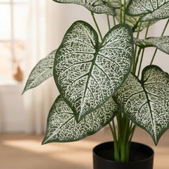 GARDEN GYANI Artificial Areca Palm Plant with Black Pot – 145 cm Tall Faux Tropical Decorative Plant with 35 Leaves for Home, Office & Living Room Décor