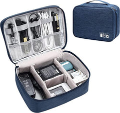 House of Quirk Electronics Accessories Organizer Bag, Universal Carry Travel Gadget Bag for Cables, Plug and More, Perfect Size Fits for Pad Phone Charger Hard Disk (Sky Blue)