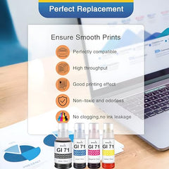 Ravaria Refill Ink for HP GT51XL/53XL GT 52 for HP Ink Tank 115,310,315,319,410,415,416,419,455,500,515,530,589,615,750,790,670,GT5810,GT5811,GT5820(GT51XL + GT52CMY(4 Color Set),Multi-Color Pack)