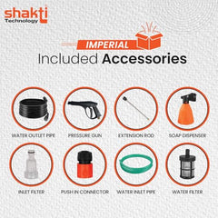 Shakti Technology Imperial High Pressure Car Washer Machine 2200 Watts, Pressure 140 Bar, 8L/Min Flow Rate and 8 Meter Hose Pipe with Adjustable Pressure Control Feature