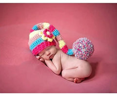 MOMISY Newborn Photography Props Baby Girl Boy Photo Props for Infant Crochet Big Ball Outfit Hand Crocheted Hat
