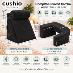 CUSHIO Lap Desk & Wedge Combo for Laptops, Study and Reading (Black)