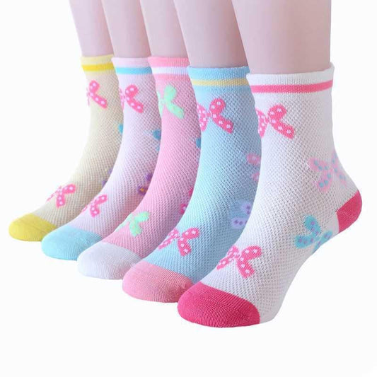MOMISY 5 Pairs Baby Girl Boys Tube Socks Toddlers Infant Solid Color Boat Spring and Autumn Socks Stretch Baby Socks (IN, Age, 12 Months, 3 Years, Multi Bow)