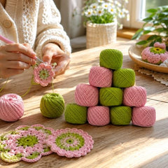Crochet Cotton Thread Yarn Combo, 10 Rolls for Knitting, Crochet, Embroidery and Craft Making, Soft Decorative Thread for Handmade DIY Projects, Yellow & Green