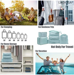 Ladiosa® Nylon Travel Organizer, Packing Cubes for Travel, Travel Essentials, Packing Cubes, Packing Bags for Clothes, Travel Organizer for Women, Packing Bags, 2.8x19.2 cm, Blue