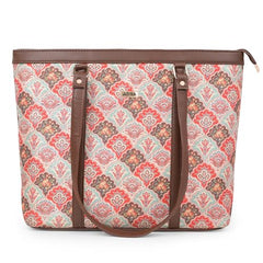 ADISA Women's Office Laptop Handbag Large Printed Shoulder Bag (ADW4087-BLA-ORA)