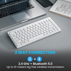 Portronics Bubble Multimedia Wireless Keyboard 2.4 GHz & Bluetooth 5.0 Connectivity, Noiseless Experience, Compact Size for iOS iPad Air, Pro, Mini, Android, Windows Tablets PC Smartphone(Black)
