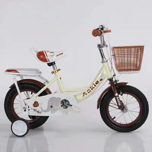 SYGA Bicycles for Kids 2-5 Years Old 12-inch Children's Basket Bicycle Magnesium Alloy (Off White)