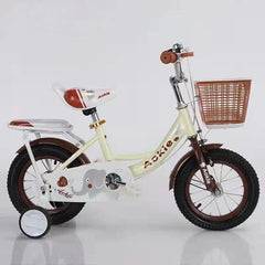 SYGA Bicycles for Kids 2-5 Years Old 12-inch Children's Basket Bicycle Magnesium Alloy (Off White)