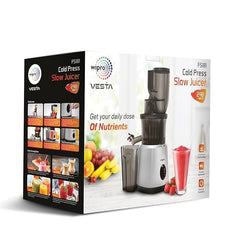Wipro Vesta FS101 Cold press slow juicer|240 Watts 100% Copper DC motor for efficient juicing|All in one fruit & vegetable juicer|Nut milk and sorbet maker|76mm wide Chute|250ml Juicing bowl