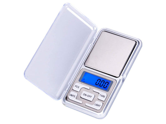 Syga Digital Pocket Scale for Jewelry and Food - Mini Countertop Size - 500/0.1g - Cover Doubles as Tray, White