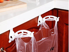 SYGA 1Pair Kitchen Door Cabinet Hook Rack Trash Bags Holder Storage Garbage Handbag Rack-Assorted Colour(White & Blue)