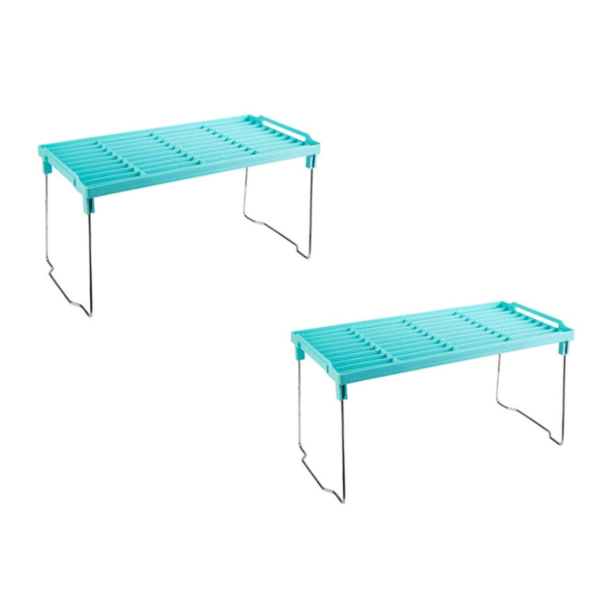 Syga Multi-Purpose Stackable Racks Plastic Foldable Storage Organizer Shelf (Blue, 2)
