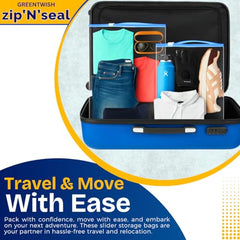 GREENTWISH Zip 'N' Seal Reusable Transparent Storage Bag with Slider Zip Lock, Organiser for Clothes, Shoes, Garment, Home and Travel, Space Saver Plastic Bag | Jumbo Size (14x16 Inch) | 30 Bags