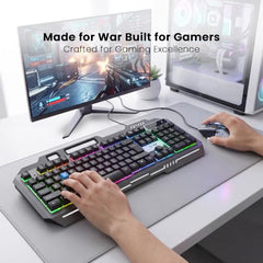 EVM EnHawk Wired Gaming Keyboard & Mouse Combo | RGB Backlit Keyboard | 6-Button Gaming Mouse | Adjustable DPI | 1 Year Warranty (EVM-WDKM-315-EnHawk)