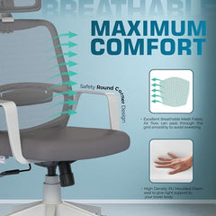 Da URBAN® Dysen Office Chair, High Back Mesh Ergonomic Home Office Desk Chair with 1 Year Warranty,Tilt Lock Mechanism (Grey)