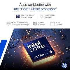 HP 15 Smartchoice, Intel Core Ultra 5 125H 12 TOPS, 24GB DDR5 (Upgradeable) 1TB SSD,Anti-Glare, FHD, 15''/39.6cm,Win11, M365*Office24, Silver, 1.65kg, FD1458TU, FHD Camera w/Shutter, Backlit AI Laptop