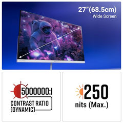 Zebronics 27 Inch QHD Gaming Monitor, 180Hz Refresh Rate, 1ms MPRT, IPS Display, 300 Nits, HDR10, 1.07B Colors, 2 x HDMI, 2 x DP, Bezel-Less Design, Built-in Speakers, Wall Mountable (A27QHD LED)