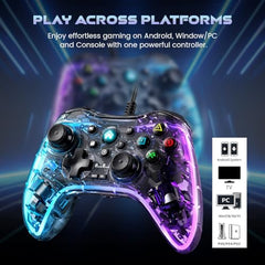 PunnkFunnk Gaming Controller Lite Wireless Bluetooth Gamepad for Android, iOS, PC & Smart TV with Turbo Function, Ergonomic Grip, Rechargeable Battery (X1 Pro Wired)