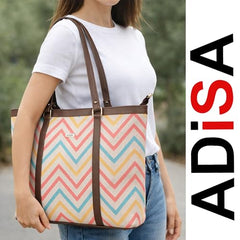 ADISA Women's Office Laptop Handbag Large Printed Shoulder Bag (ADW4087-BLA-ORA)