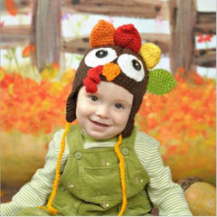 MOMISY Turkey Crown Big Eyes Cartoon Cap Newborn Baby Photography Shoot Props Costumes - 0 To 6 Months (Brown)