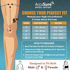 AccuSure Premium Knee Support for Men & Women –Compression Brace with 1-Year Warranty for Pain Relief, Arthritis, Injury Recovery, Sports, Running & Joint Stability -Small