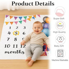 MOMISY Baby Milestone Blanket and Props for Baby's |1 to 12 Months Prop |Baby Bedding |Ac Room Blanket for Summer|Newborn| Infants Winter Blanket(BalloonGift)