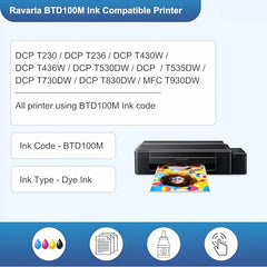 Ravaria BTD100BK Compatible Ink for Brother Printer DCP-T236 DCP-T230 DCP-T436W DCP-T430W DCP-T535DW DCP-T530DW DCP-T730DW DCP-T830DW MFC-T930DW (BTD100BK Black Ink 2 Pcs)