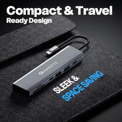 Amkette 7-in-1 Type C Hub/Docking Station for Laptop, USB hub Type c with 100W Power Delivery, 4K HDMI Output, USB 3.0, USB 2.0, SD/TF Card Reader, USB c hub for MacBook, Windows Laptops