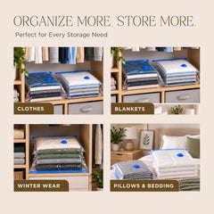 Scalenest Vacuum Bags for Travel, Space Saver Bags 5 Pack (1 Large 2 Medium 2 Small) Compression Storage Bags for Clothes,Blanket,Bedding & Quilt, Airtight reuseable Packing Ziplock Bag with Hand Pump
