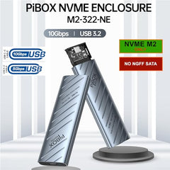 PiBOX India NVME M2 Enclosure Fan, SSD Enclosure - USB 3.2 10Gbps, Tool-Free M.2 NVMe Case, PCI-E NVMe Reader, USB-C, Supports M & B&M Keys, 2230/2242