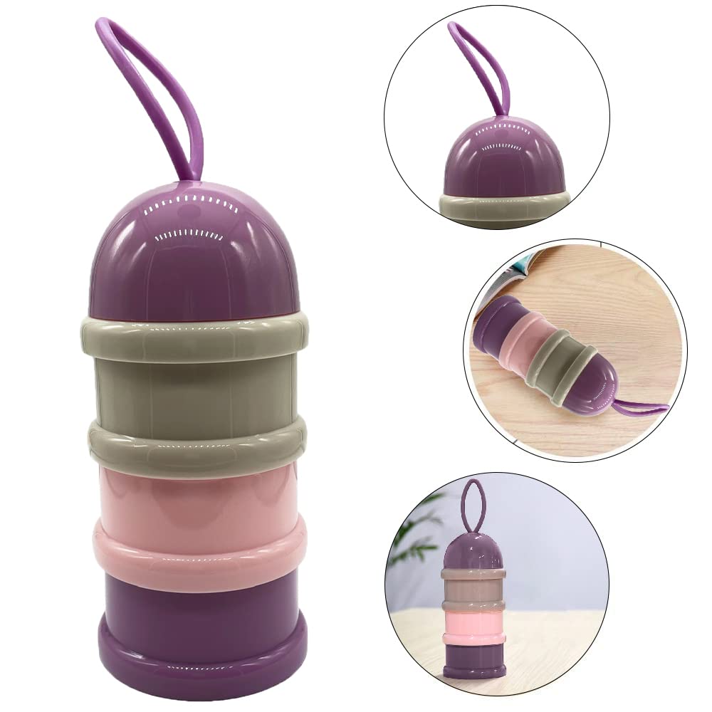 SYGA 3 Layer Cute Bear Portable Baby Food Milk Powder Storage Box Bottle Container_Purple (Design May Very)