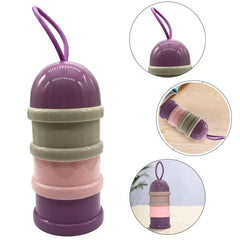 SYGA 3 Layer Cute Bear Portable Baby Food Milk Powder Storage Box Bottle Container_Purple (Design May Very)