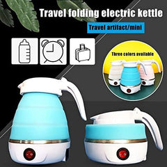 AZHARI COLLECTION Travel Folding Electric Kettle, Fast Boiling, Portable Electric Kettle, 600ml Boil Dry Protection, 100-240V Food Grade Silicone Foldable Kettle (Multicolor), 600 watts