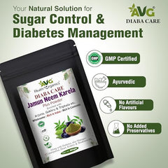 AVG Health Organics Diaba Care Karela Jamun Neem Powder 200g | Pack of 4 | Diabetes Control Ayurvedic Supplement with Arjuna, Gokhru & Triphala | Helps in Relieving Constipation | AYUSH & GMP Certified