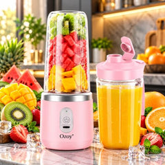 Juicer for Home ^ Lacossi Juicer Mixer Grinder with 1500mAh Battery, 6 Blades 3Gears Fast Blending, 2-Jar Capacity (400ml*2) | 40 Watts Bullet Rechargeable Portable Personal Juicer