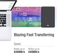 SP Silicon Power 2Tb Portable Ssd, USB-C, Aluminum Case USB 3.2 Gen 2 Type-C External Solid State Drive, Up to 520Mb/S, Bolt B75 Pro Series