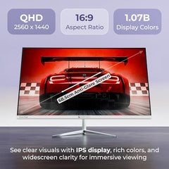 Zebronics 27 Inch QHD Gaming Monitor, 180Hz Refresh Rate, 1ms MPRT, IPS Display, 300 Nits, HDR10, 1.07B Colors, 2 x HDMI, 2 x DP, Bezel-Less Design, Built-in Speakers, Wall Mountable (A27QHD LED)