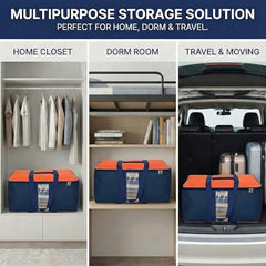 EASY HOME 70 litre Under bed Storage Bags for Clothes | Cloth Storage Organizer with Zip Closure | Wardrobe Bag for Sarees, Quilts & Blankets | Moisture Proof Nylon Cover Bag (54x46x28 cm, Medium)