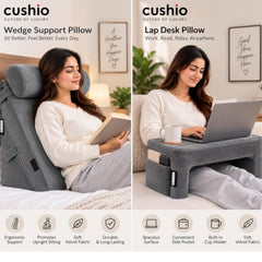 CUSHIO Lap Desk & Wedge Combo for Laptops, Study and Reading (Black)