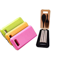 SYGA Travel Portable Cutlery Spoon Portable Camping Box Picnic Chopstick Set Peach
